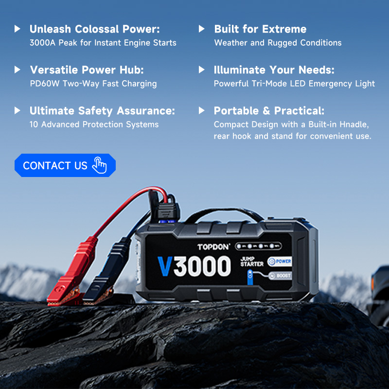 Portable Jump Starter - 탑돈 V3000 3000A PD60W 양방향 고속