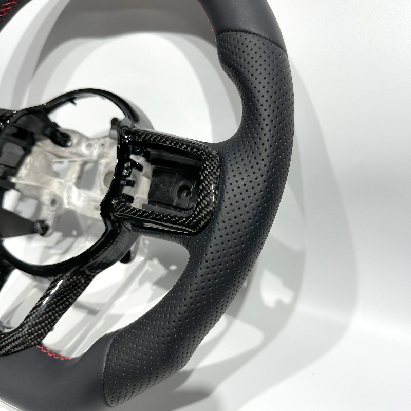 블랙 카본 파이버 트림 커버 레드 센터 라인 맞춤형 지 - Steering Wheel Cover 리뷰 및 가격